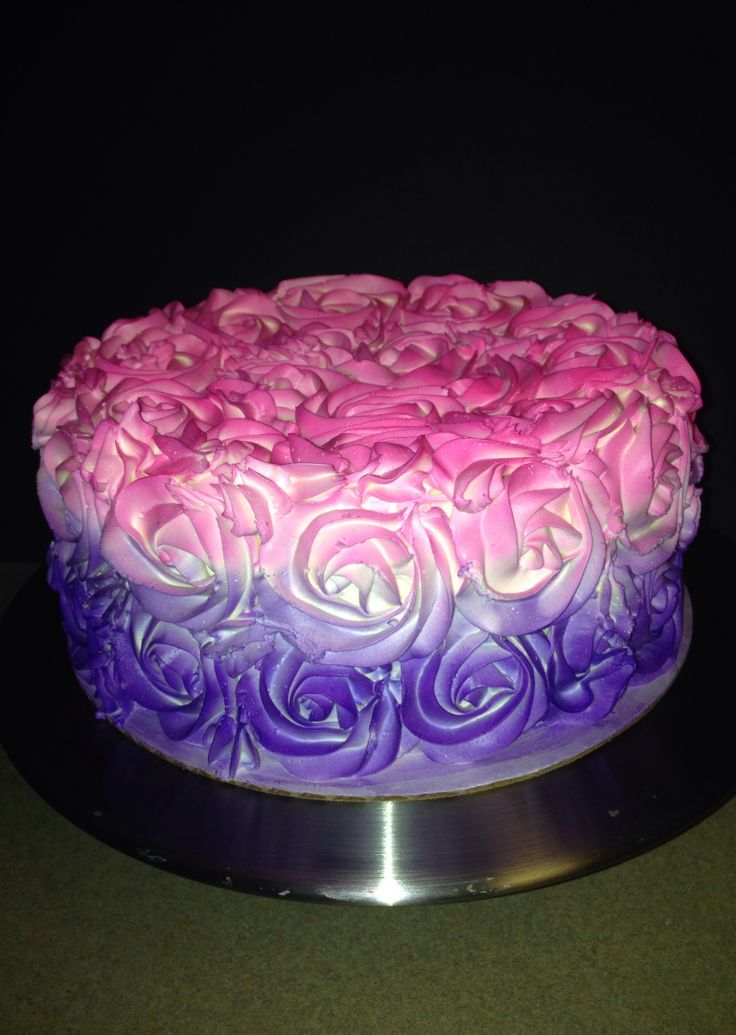 Purple and Pink Ombre Rose Cakes