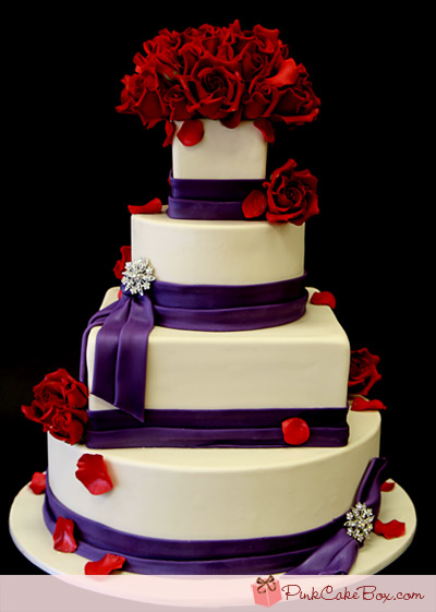 Red and Purple Wedding Cake