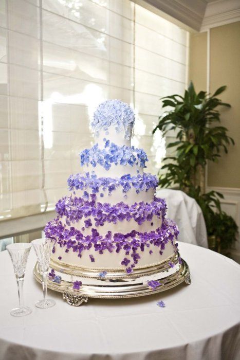 Royal Blue and Purple Wedding Cake