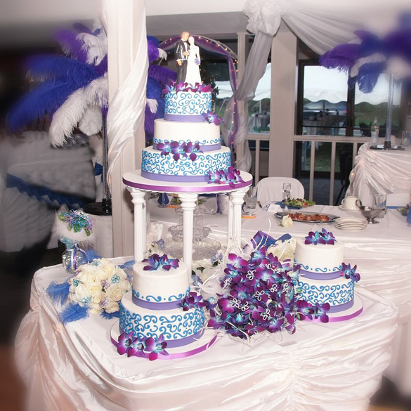Royal Blue and Purple Wedding Cake