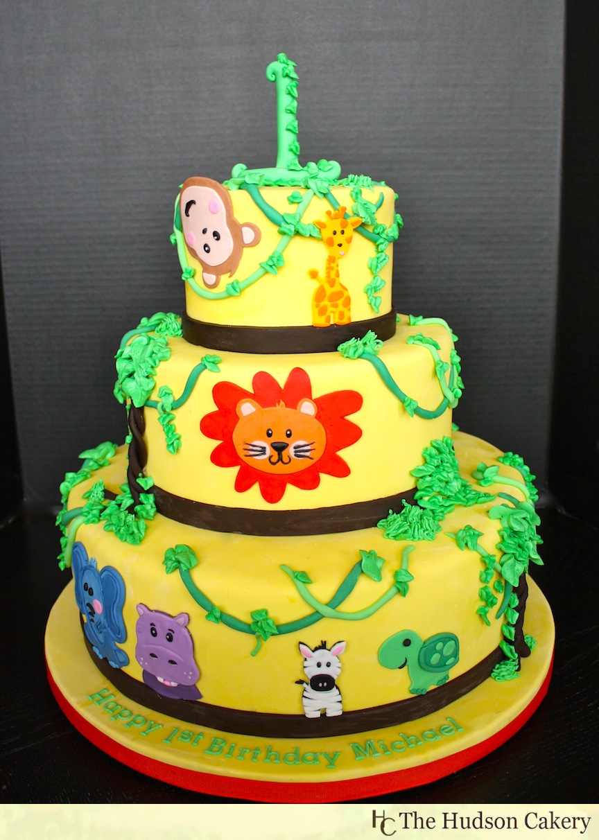 Safari 1st Birthday Cake for Boy