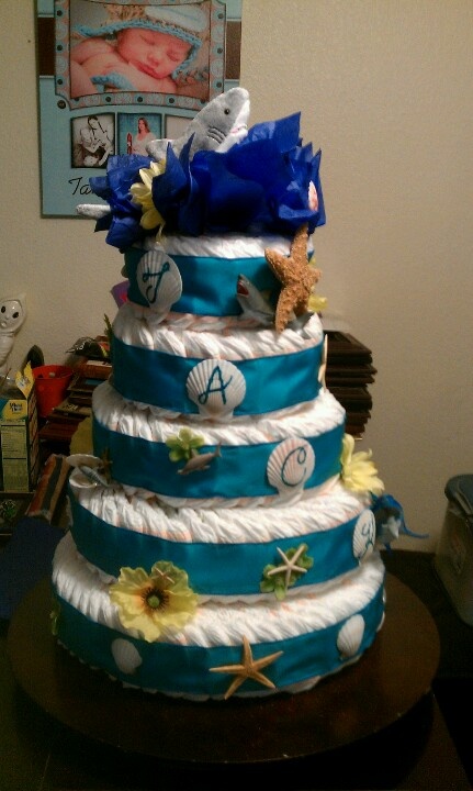 Shark Diaper Cake for Baby Shower Shark Diaper Cake for Baby Shower
