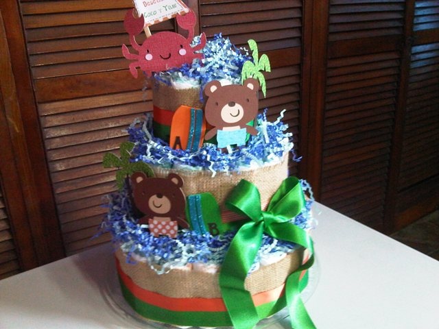 Surf Theme Baby Boy Diaper Cake Surf Theme Baby Boy Diaper Cake
