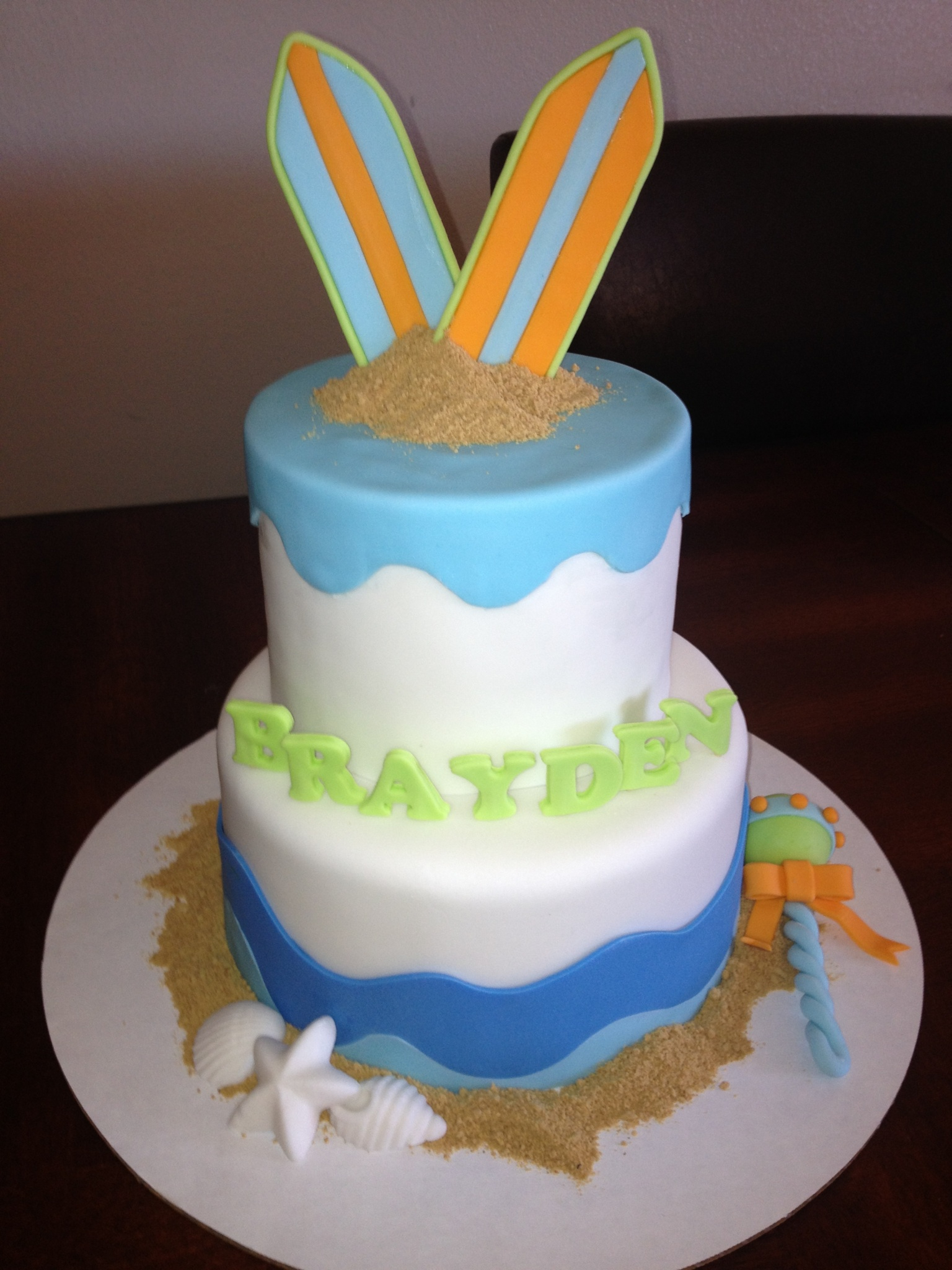 Surfing Themed Baby Shower Cake