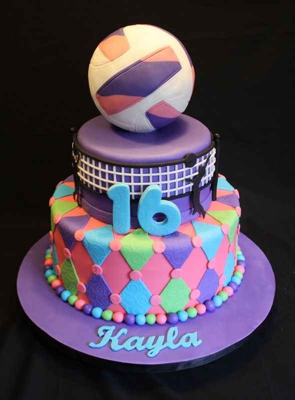 Sweet 16 Volleyball Birthday Cake