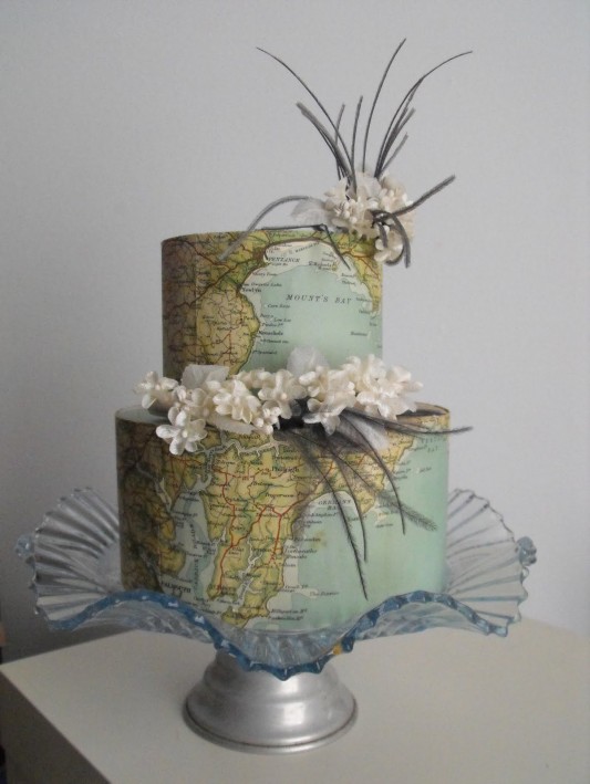 Vintage Map Cake Decorations Vintage Map Cake Decorations