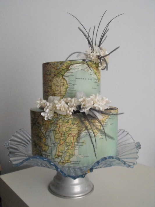 Vintage Map Cake Decorations