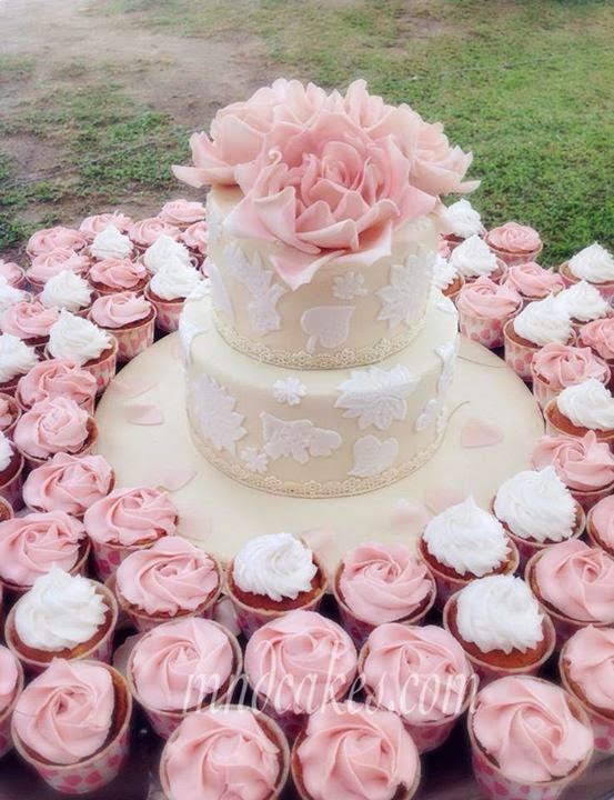 Wedding Cake with Cupcake Tier