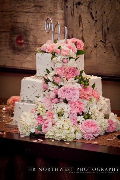 Wedding Cake with Fresh Flowers