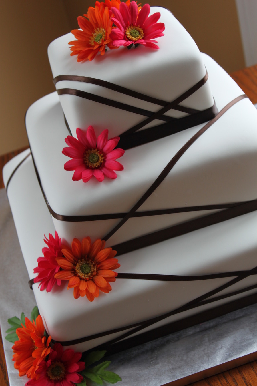 Wedding Cake with Gerber Daisies Wedding Cake with Gerber Daisies