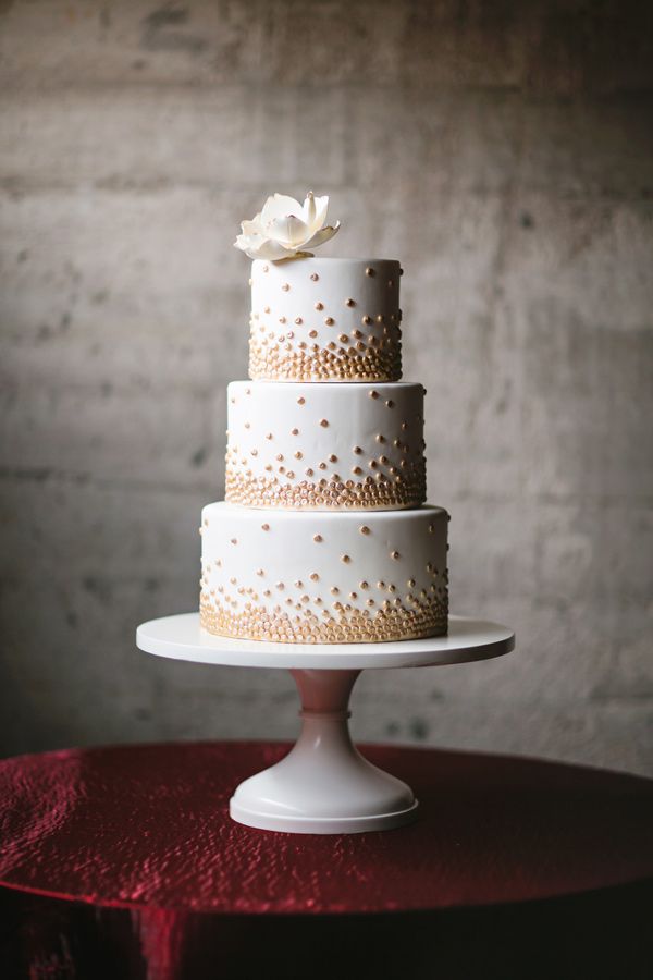 Wedding Cake with Gold Dots