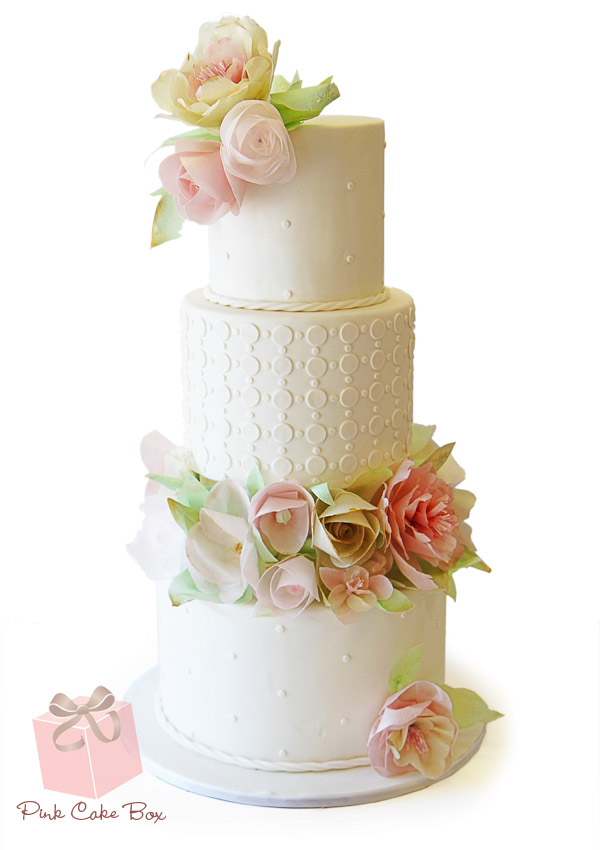 Wedding Cake with Wafer Paper Flower