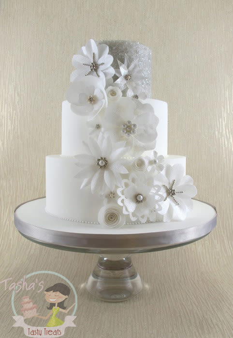 Wedding Cake with Wafer Paper Flower