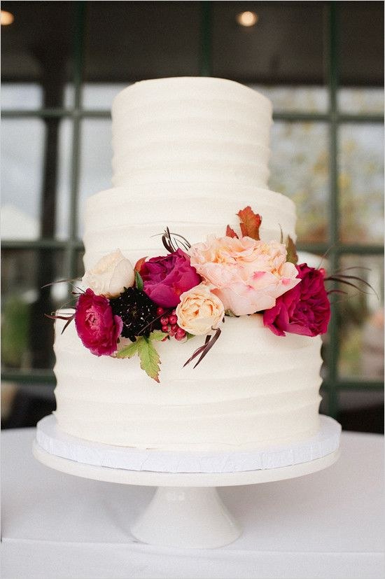 Wedding Cake with White Flowers