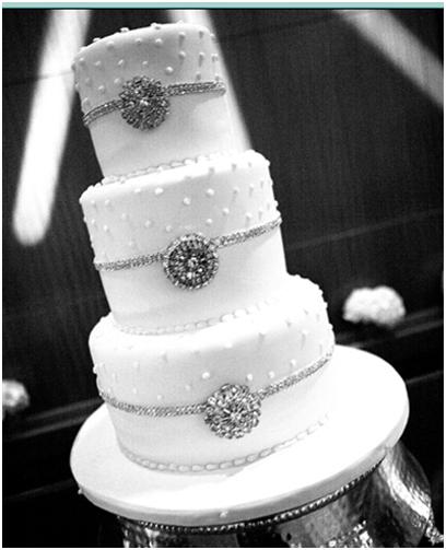 White and Silver Wedding Cake Bling
