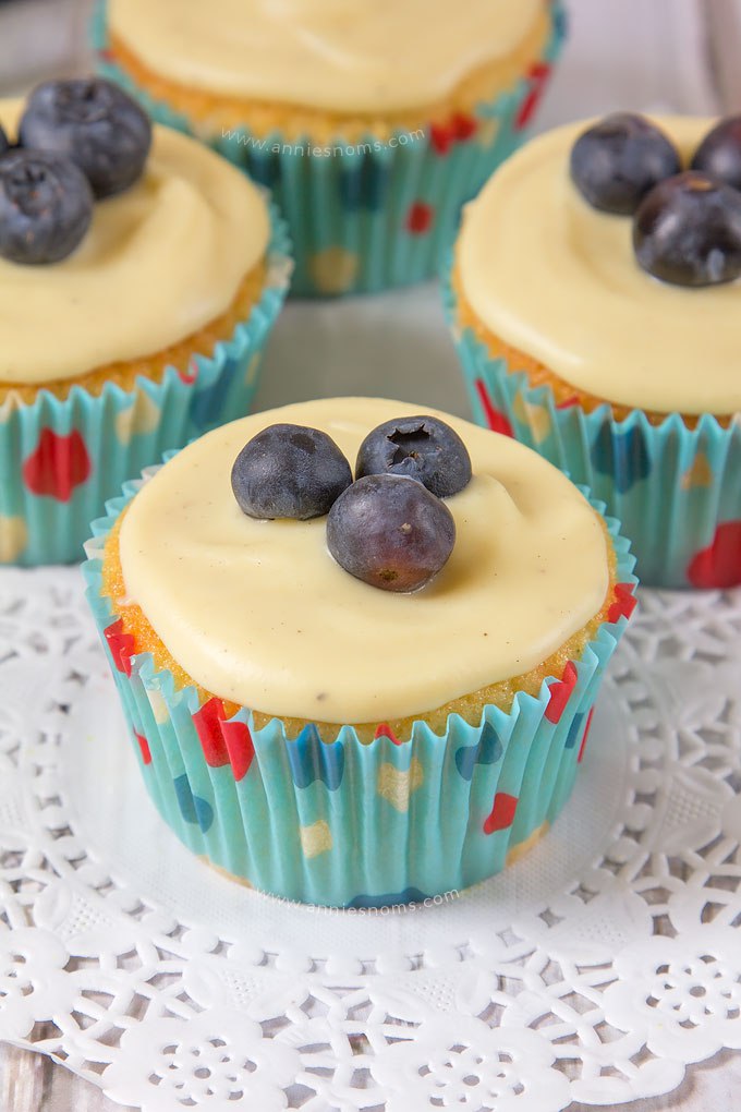 White Cupcakes with Blueberries