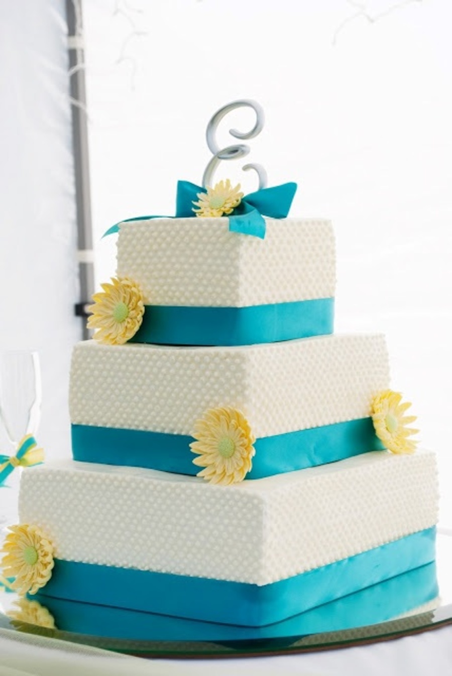 Yellow and Turquoise Wedding Cakes