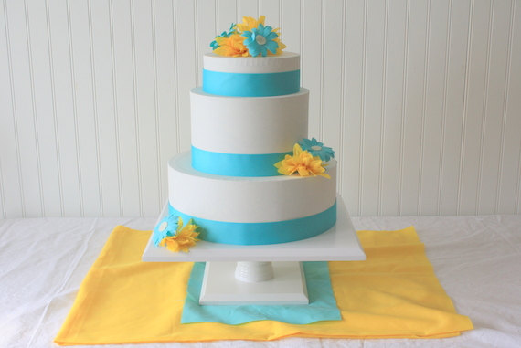 Yellow and Turquoise Wedding Cakes