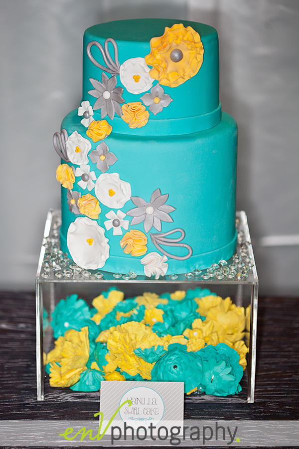 Yellow and Turquoise Wedding Cakes