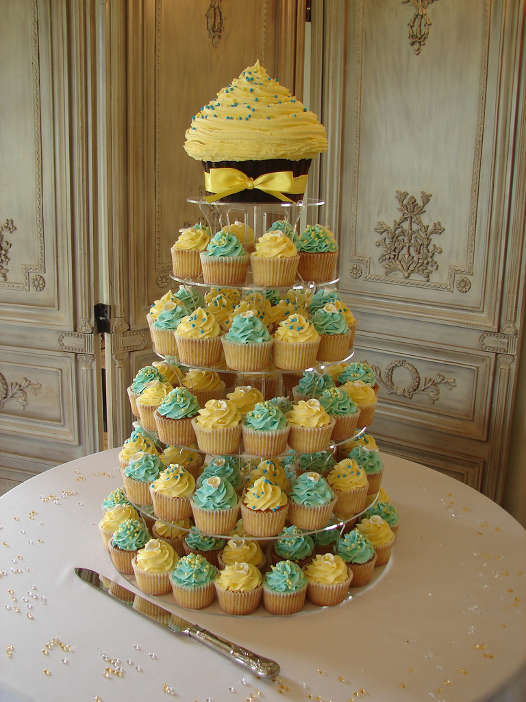 Yellow Wedding Cupcake Tower