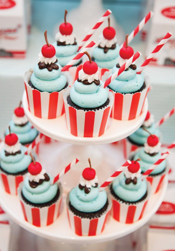 50s Theme Party Cupcakes