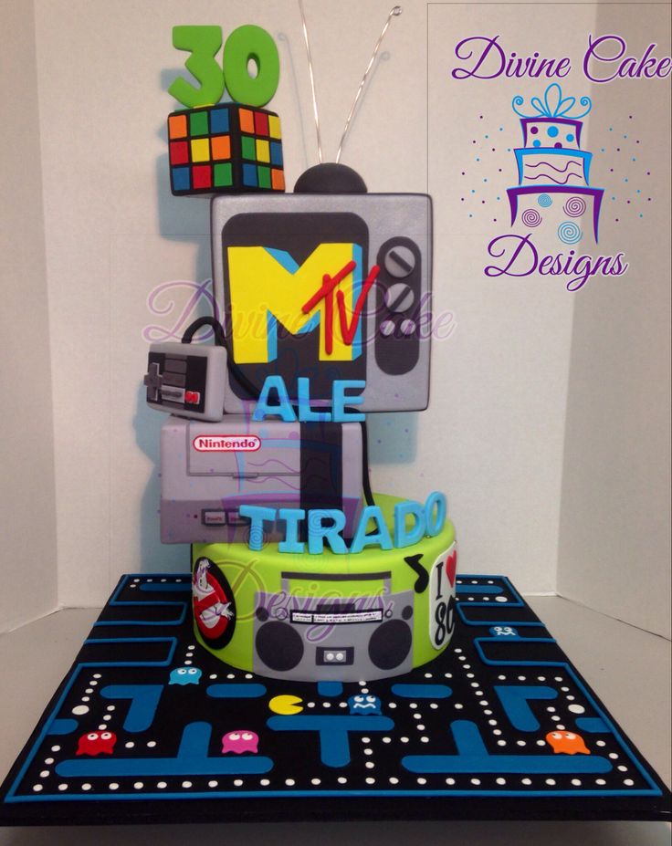 80s Themed Birthday Cake