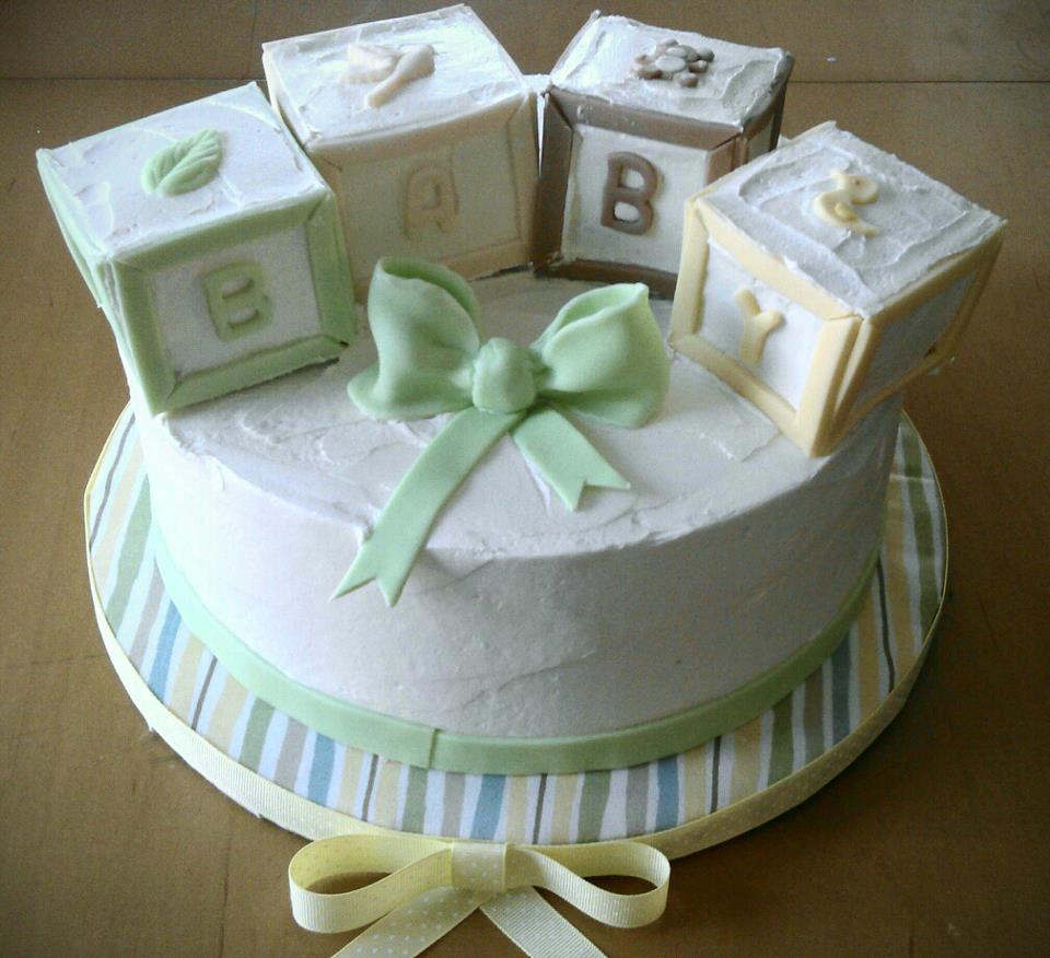 Baby Blocks Shower Cakes with Cupcakes