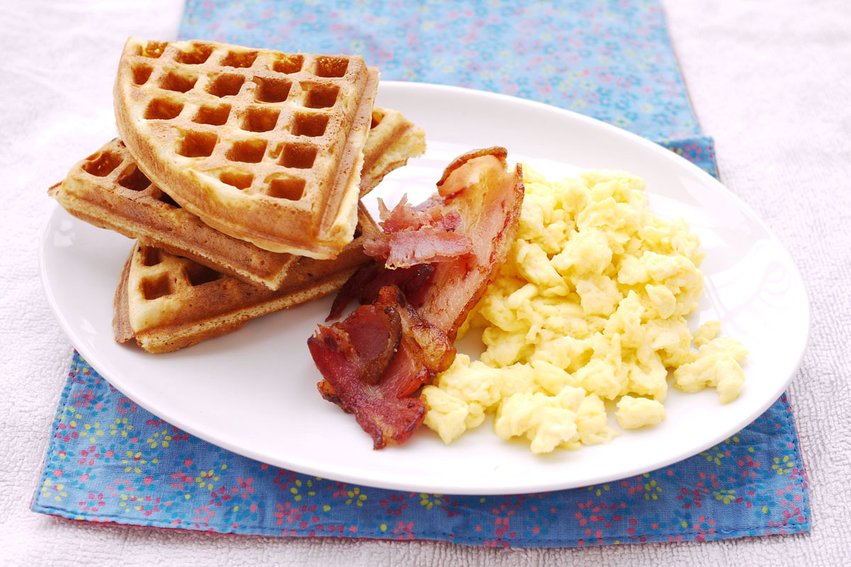 Bacon Eggs Pancakes and Waffles