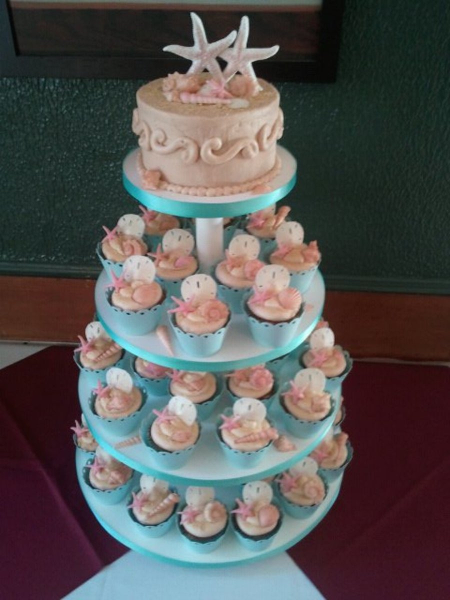 Beach Bridal Shower Cupcakes