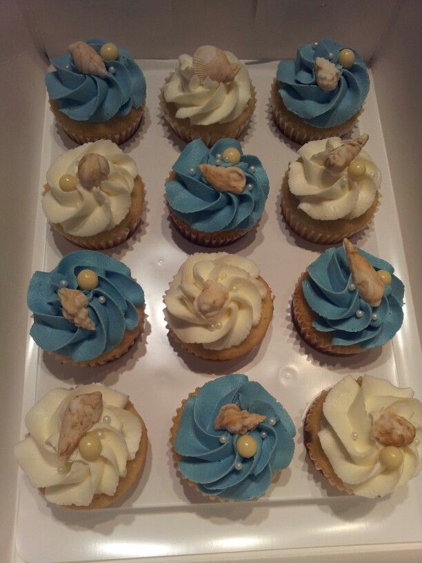 Beach Themed Bridal Shower Cupcakes