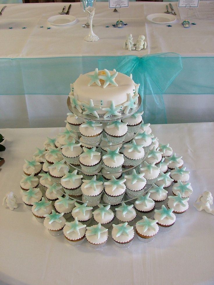 Beach Themed Wedding Cupcakes