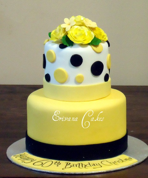 Black and Yellow Birthday Cake