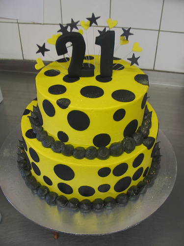 Black and Yellow Birthday Cake