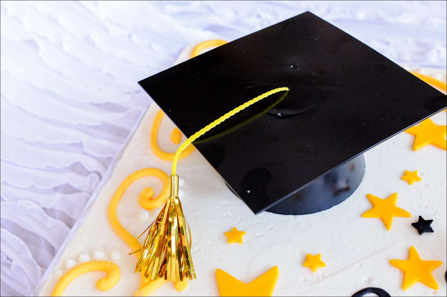 Black and Yellow Graduation Cake