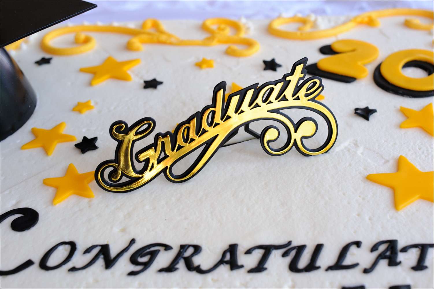 Black and Yellow Graduation Cake