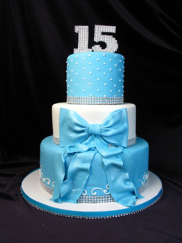 Blue 15th Birthday Cake