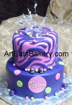 Blue and Purple Birthday Cake