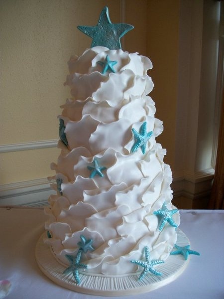 Blue Beach Wedding Cake