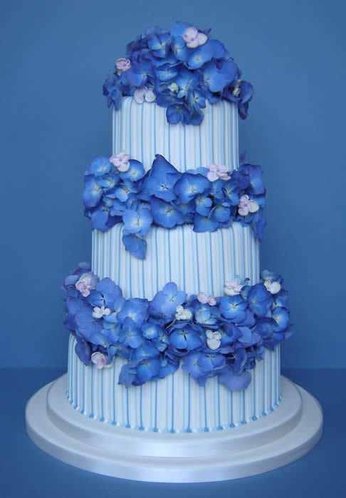 Blue Hydrangea Wedding Cake