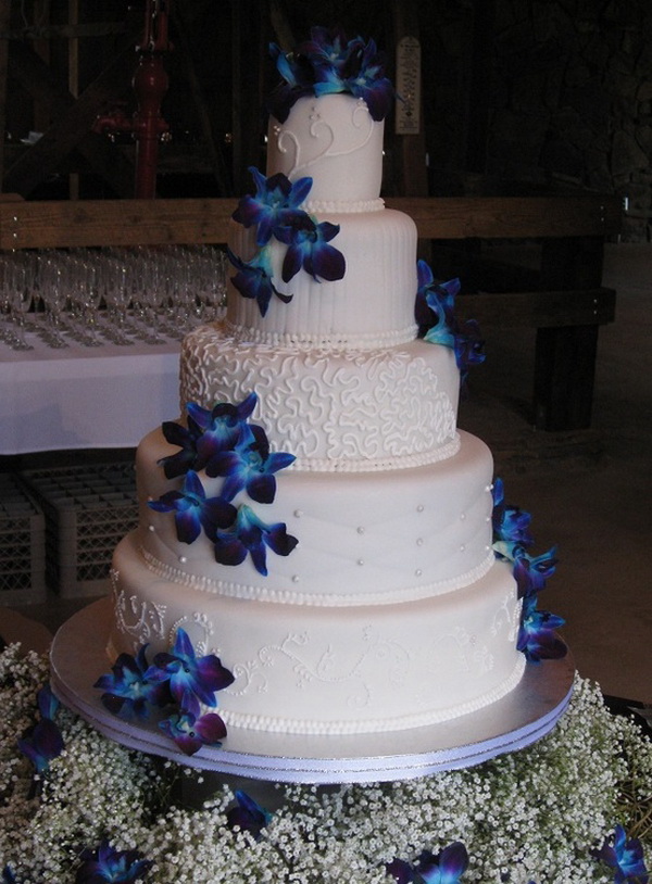 Blue Orchid Wedding Cake