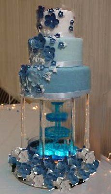 Blue Wedding Cakes with Fountains