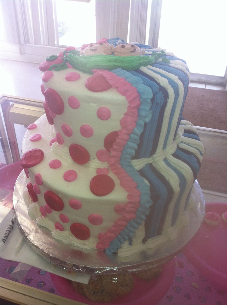 Boy Girl Twin Baby Shower Cake