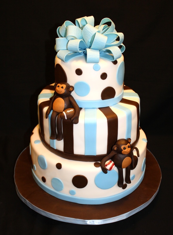 Boy Monkey Theme Baby Shower Cake