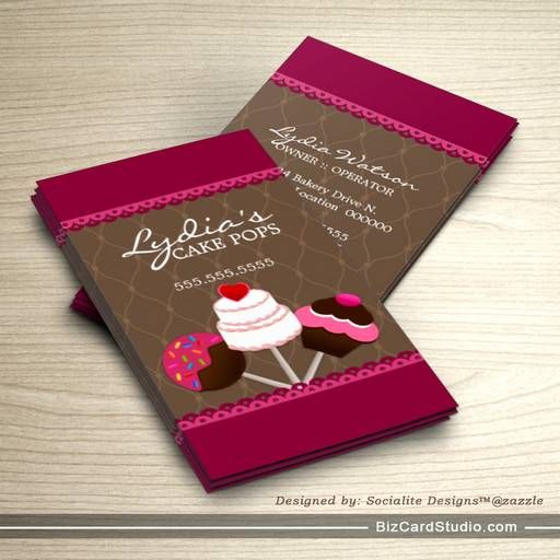 Cake Pops Bakery Business Cards