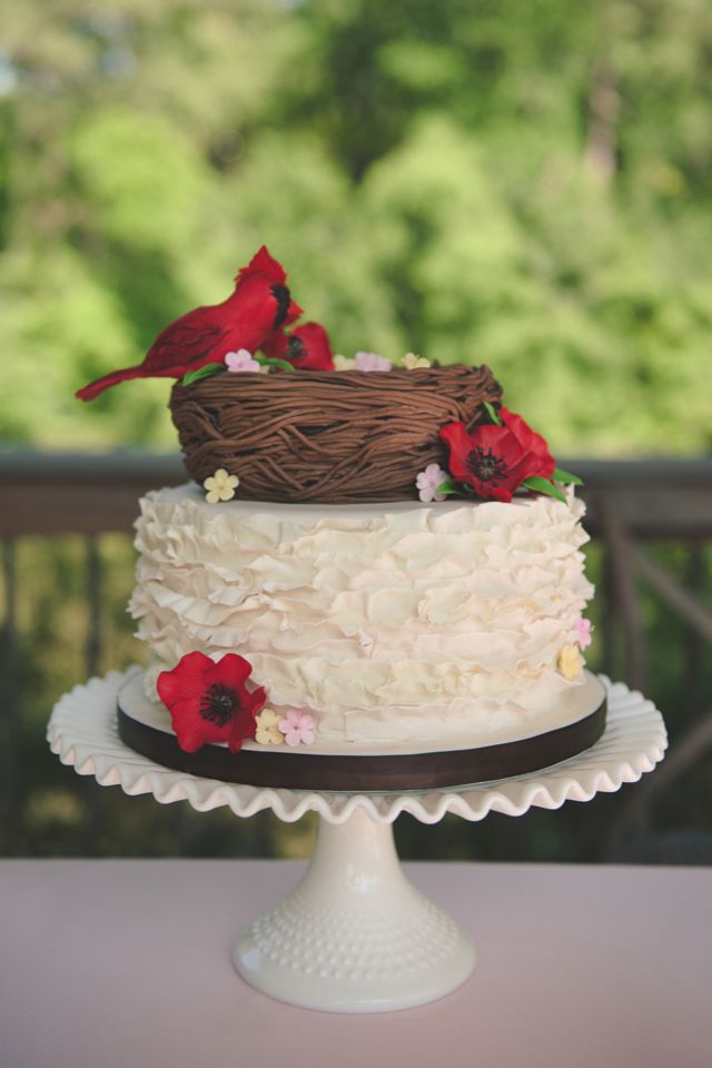 Cardinal Bird Wedding Cake