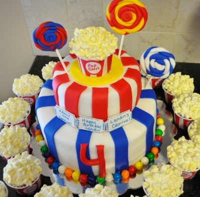 Carnival Popcorn Birthday Cake