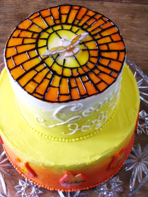 Confirmation Cakes with Stained Glass