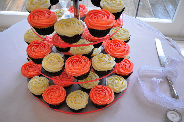 Coral Wedding Cupcakes