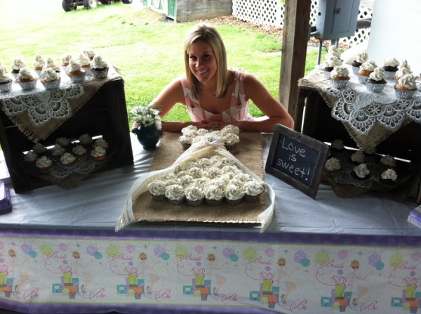 Cupcake Wedding Cake Burlap and Lace