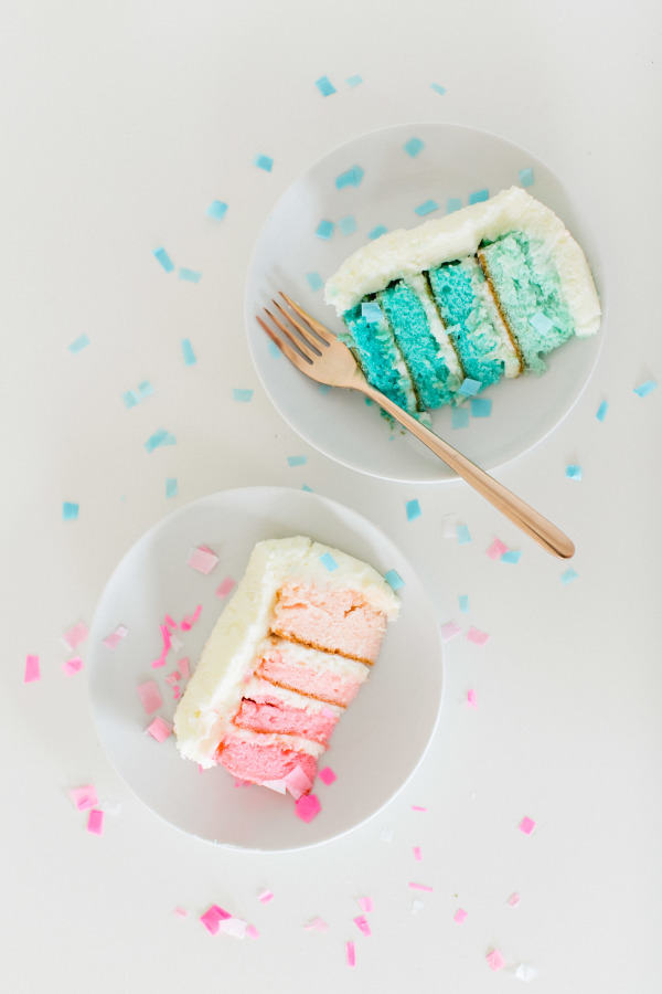 DIY Gender Reveal Cake Ombre